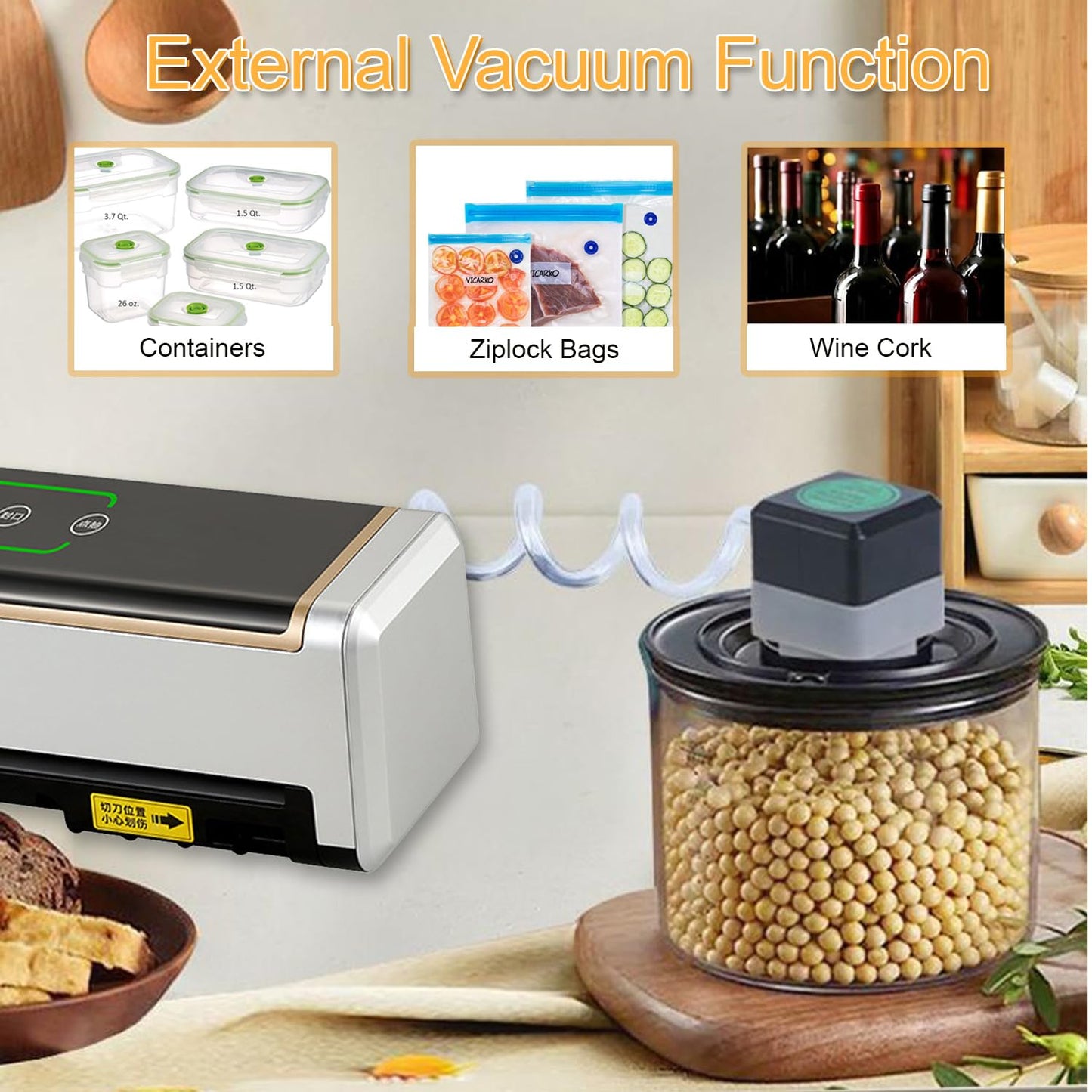 Full Automatic Food Vacuum Sealer Machine (80KPA) with Free 10pcs Seal Bags, LED Touch Screen, Dry & Moist Modes, Built-in Cutter, and Removable Drip Tray
