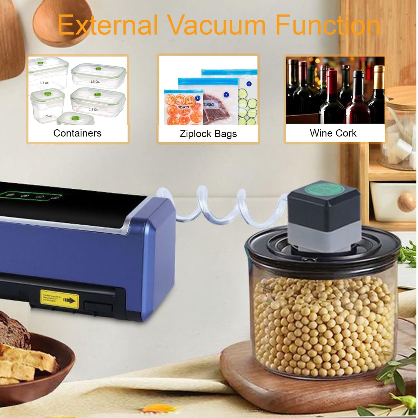 Full Automatic Food Vacuum Sealer Machine (80KPA) with Free 10pcs Seal Bags, LED Touch Screen, Dry & Moist Modes, Built-in Cutter, and Removable Drip Tray