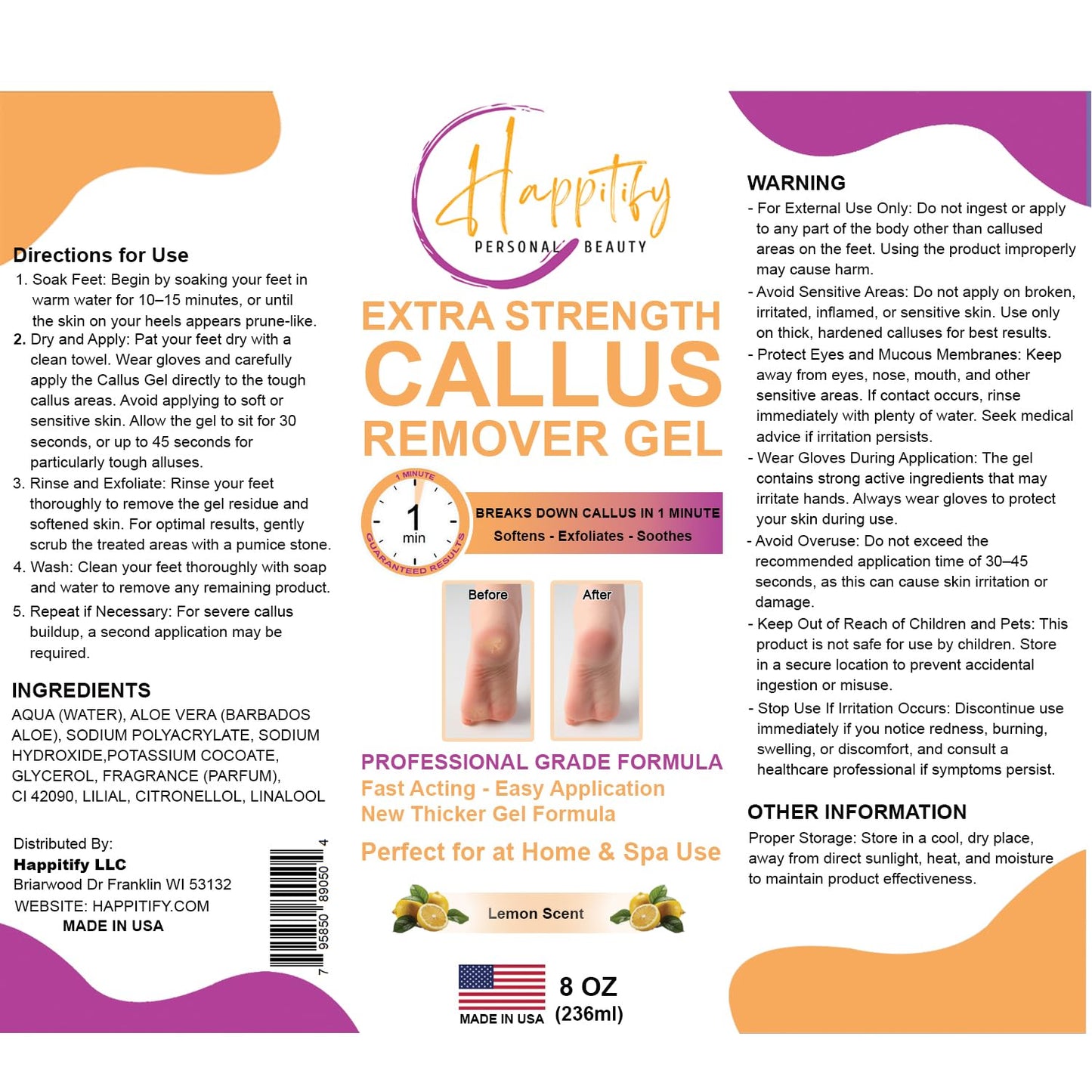Extra Strength Callus Remover Gel, Pedicure Pumice Stone & Double-Sided Foot Scraper – Fast Acting, Salon-Quality Foot Care at Home 8oz Made in USA