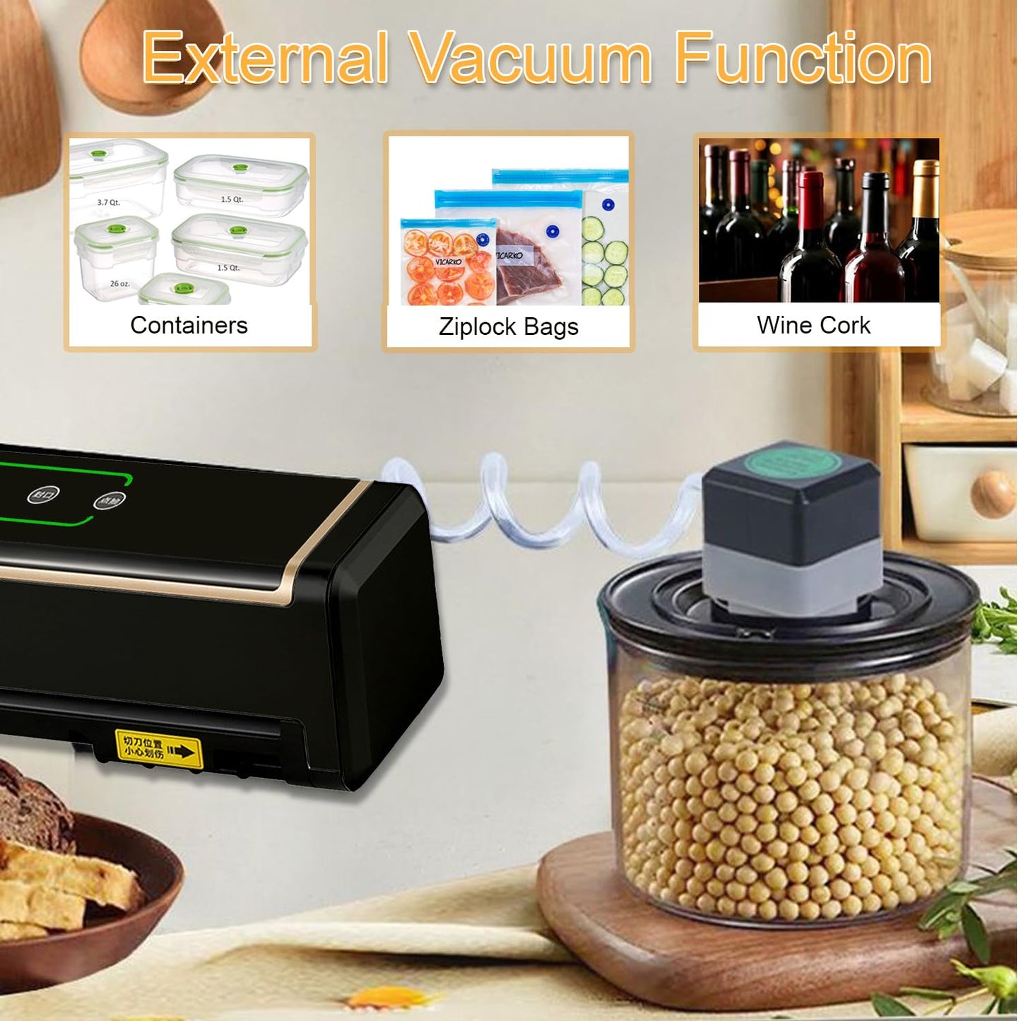 Full Automatic Food Vacuum Sealer Machine (80KPA) with Free 10pcs Seal Bags, LED Touch Screen, Dry & Moist Modes, Built-in Cutter, and Removable Drip Tray