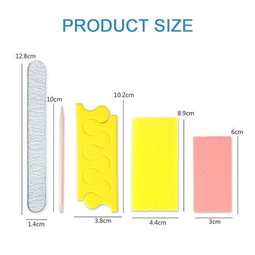 LVKN Disposable Pedicure Kit 5-in-1 (Nail Buffer, Pumice Pad, Nail File 100/180 Grit, Wood Stick and Toe Separators) Complete Pedicure Kit for Salon or Home Use.