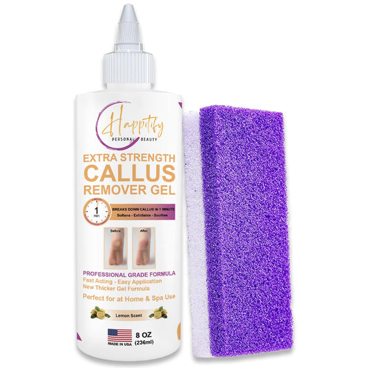 Extra Strength Callus Remover Gel, Pedicure Pumice Stone & Double-Sided Foot Scraper – Fast Acting, Salon-Quality Foot Care at Home 8oz Made in USA
