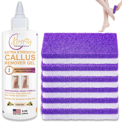 Extra Strength Callus Remover Gel, Pedicure Pumice Stone & Double-Sided Foot Scraper – Fast Acting, Salon-Quality Foot Care at Home 8oz Made in USA