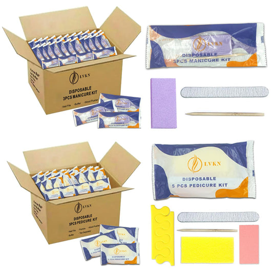 Happitify Professional Disposable Manicure & Pedicure Set - Complete Hygiene Solution - 30 Counts (Manicure Kit 3-in-1, Pedicure Kit 5-in-1) - Purple