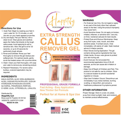 Extra Strength Callus Remover Gel: Professional-Grade, Fast-Acting Formula for Effortless, Smooth Feet 8oz Made in USA