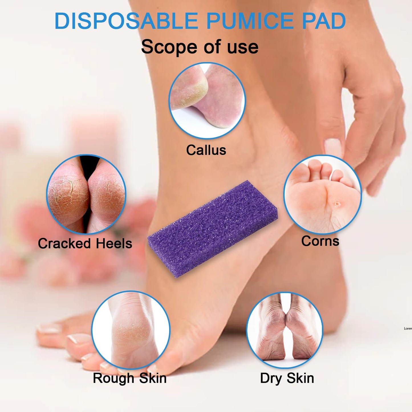 LVKN Disposable Pedicure Kit 3-in-1 (Purple Pumice Pad, Wood Nail File 100/180 Grit, Purple Mini Buffer 100/180 Grit)